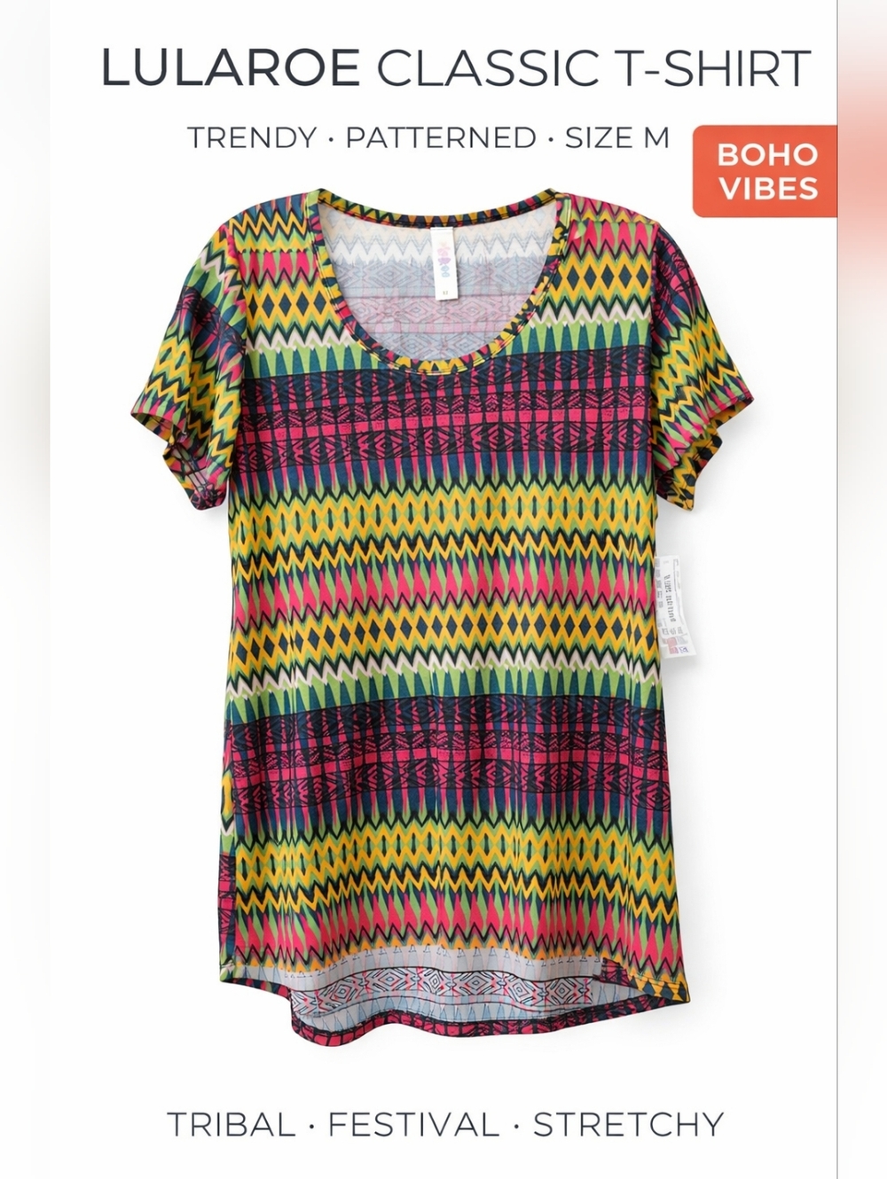 NWT LuLaRoe Classic T Shirt Tribal Aztec Print High Low Hem Size Medium